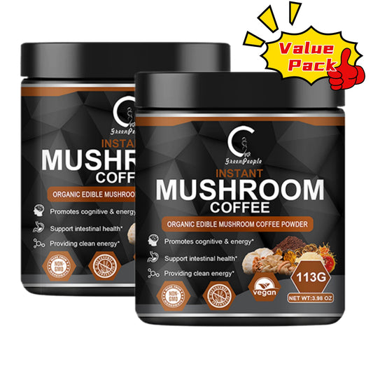 (2 PACK)GPGP Mushroom Coffee Powder Instant, Organic Coffee Supplement for Energy, Focus, 8oz Total