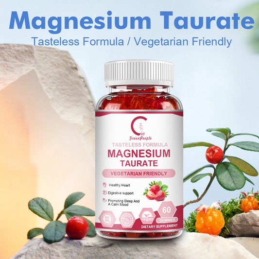 1800mg Magnesium Taurate Gummies for Overall Health, Muscles Function, Sugar-Free & Vegan & Non-GMO, 60 Strawberry Gummies - GPGP GREENPEOPLE
