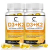 (2 PACK) Vitamin D3+K2 Capsules, Vitamin D3 5000 IU and Vitamin K MK7 200mcg | 240 Capsules