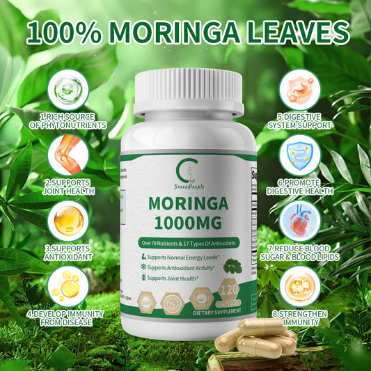 Moringa Capsules - Moringa Powder - Moringa Supplement - Support Energy, Skin, Immune & Antioxidants - 120 Pills