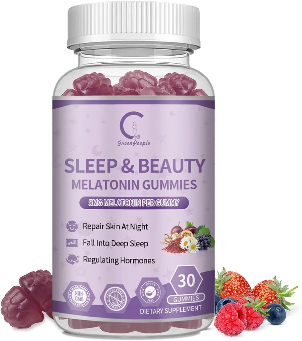 Time-release melatonin gummies with Ashwagandha and L-Theanine for natural sleep support