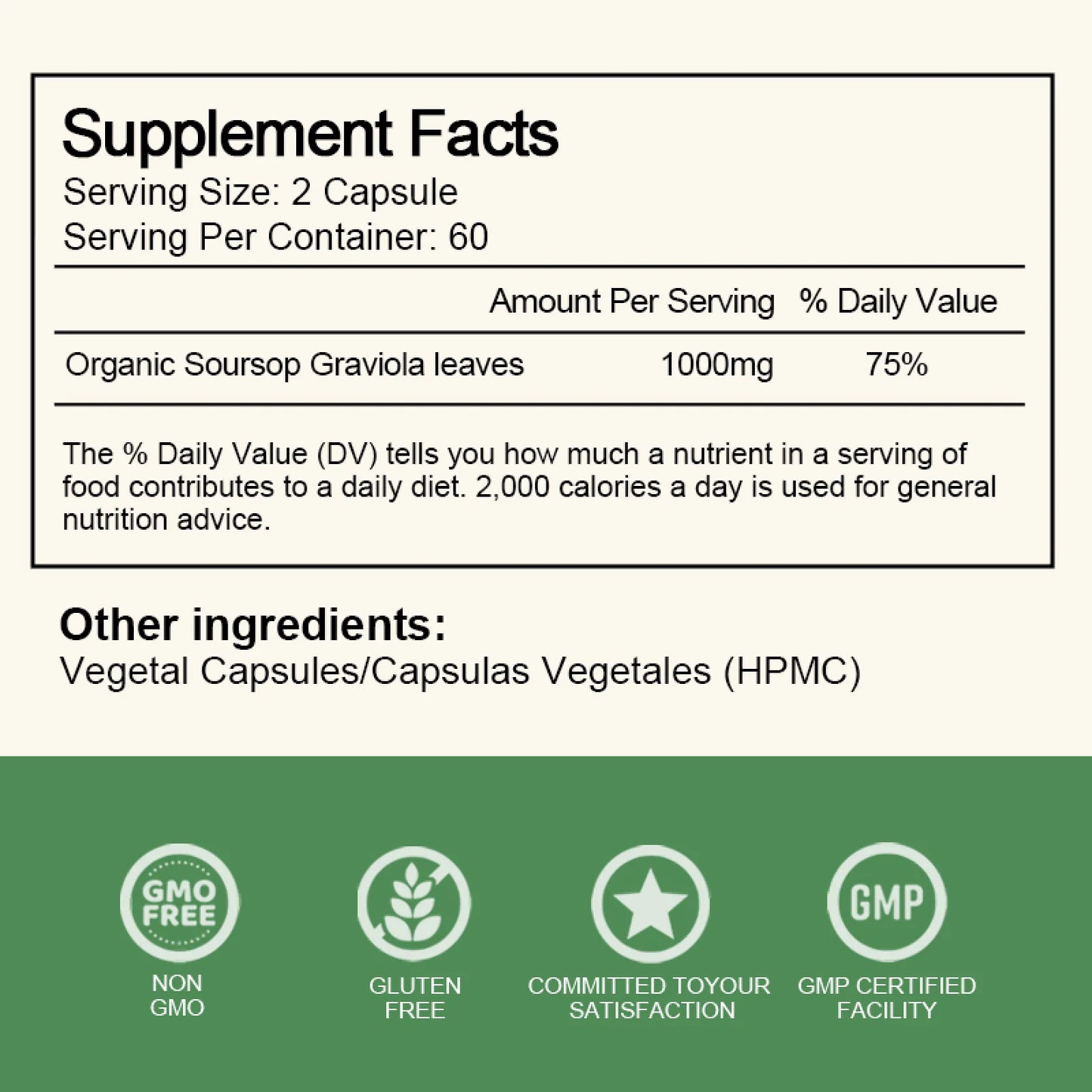 Soursop Graviola Capsules 120Ct Easy to Swallow by GPGP