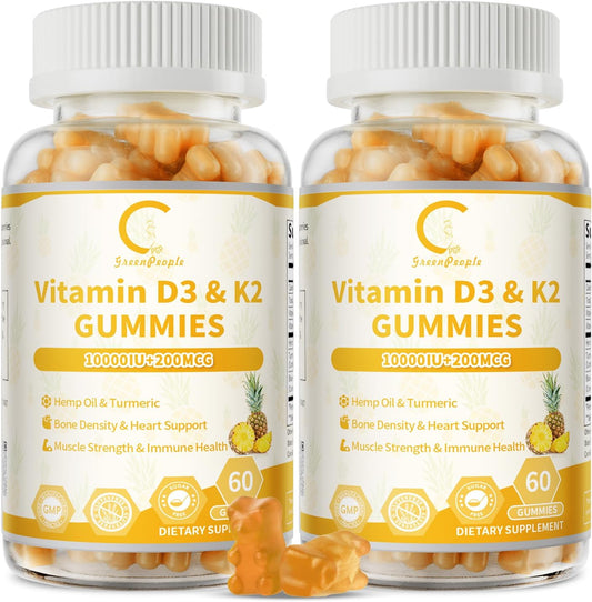 2 packs GPGP GreenPeople Vitamin D3K2 Gummies with Turmeric - GPGP GREENPEOPLE