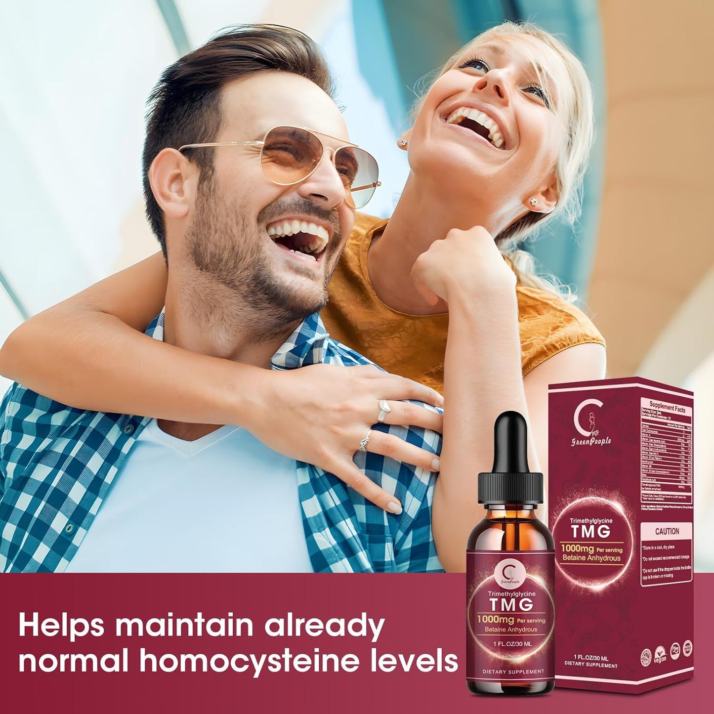 TMG Supplements Liquid Drops 1000mg - Trimethylglycine High Absorption Fast-Acting Supplement, Methylation, Liver Health & Brain Function - Vegetarian, Non-GMO, Strawberry Flavor 1 Fl.Oz (2 Pack) - GPGP GREENPEOPLE