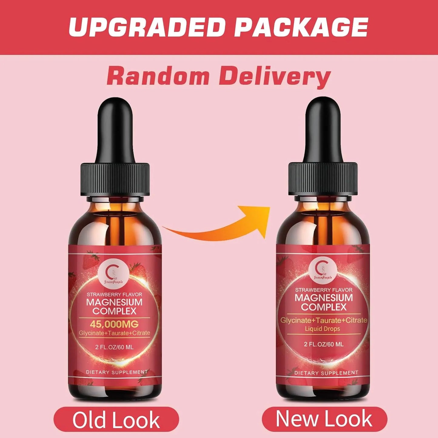 Triple Magnesium Complex Liquid Drops - Magnesium Glycinate Liquid Drops, Taurate & Citrate with L-theanine, Vitamin B6 for Sleep, Muscle, Immune Health, Vegan, Non-GMO, Strawberry Flavor, 2 Fl OZ - GPGP GREENPEOPLE
