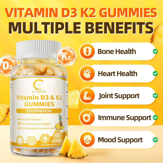2 packs GPGP GreenPeople Vitamin D3K2 Gummies with Turmeric - GPGP GREENPEOPLE