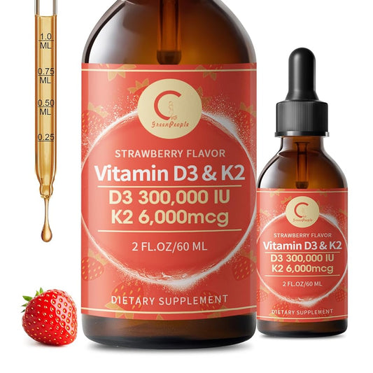 Liquid Vitamin D3 K2 supplement in dropper bottle