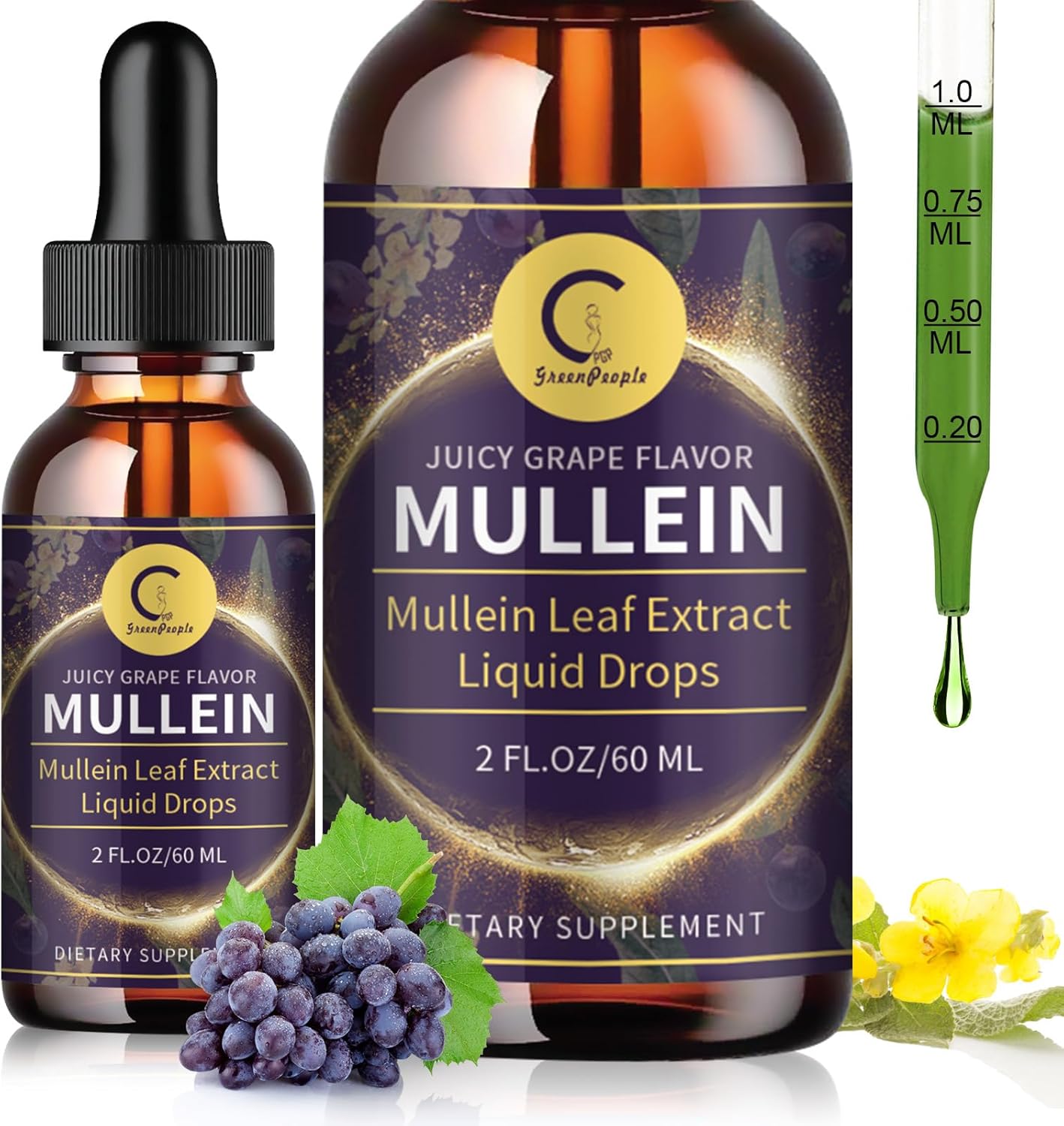 GPGP GREENPEOPLE Organic Mullein Leaf Extract Drops For Lung Cleanse & Detox - GPGP GREENPEOPLE