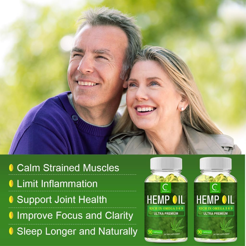 GPGP GreenPeople 100% Natural Hemp Oil Capsules - 180 Servings - Extra Strength Hemp Oil Extract for Stress, Sleep & Mood Support, Rich in Omega 3, 6, 9