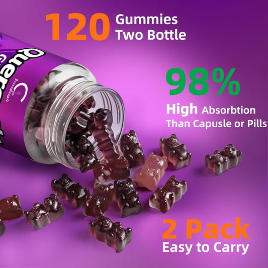 Quercetin Gummies - Quercetin with Bromelain, Vitamin C, Zinc & Elderberry, Extra Strength Immune System Booster, Lung Support Supplement for Adults Kids - 60 CT (2 Pack) - GPGP GREENPEOPLE