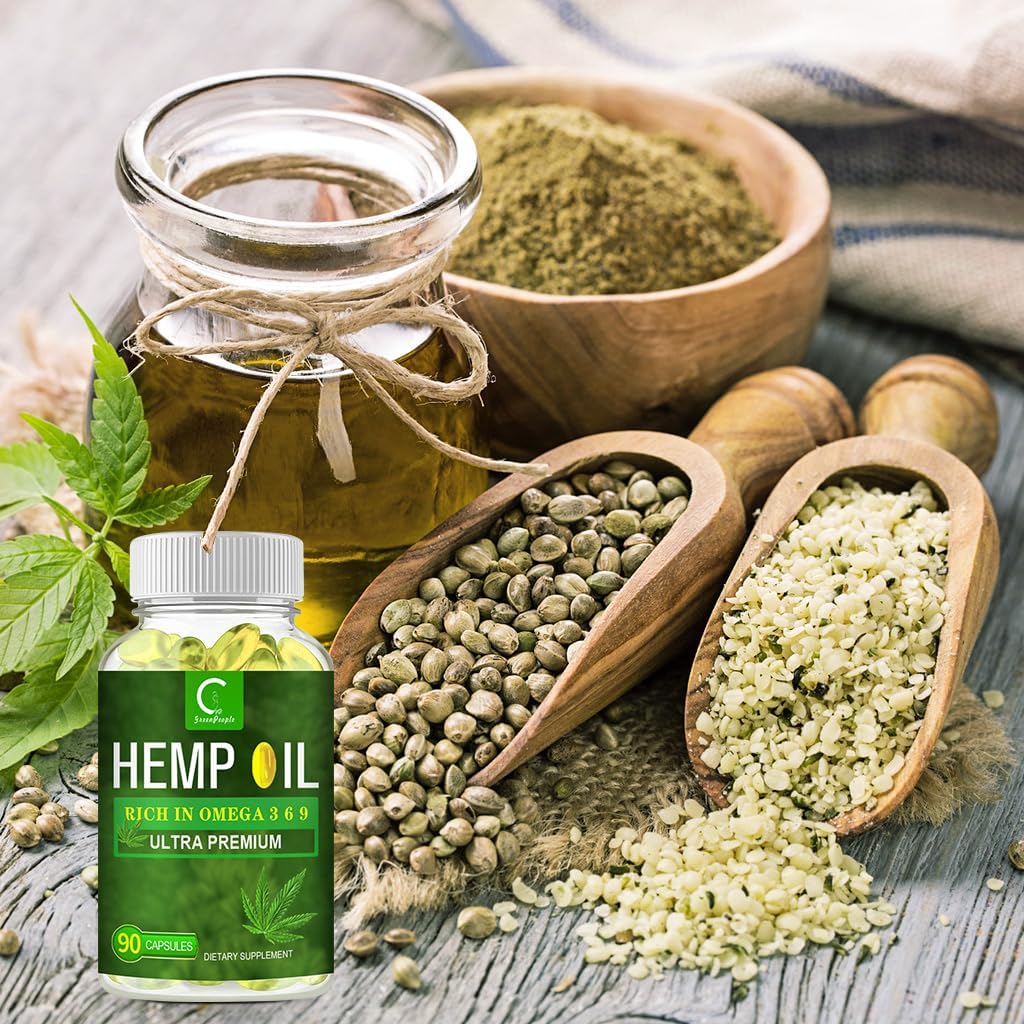 GPGP GreenPeople 100% Natural Hemp Oil Capsules - 180 Servings - Extra Strength Hemp Oil Extract for Stress, Sleep & Mood Support, Rich in Omega 3, 6, 9