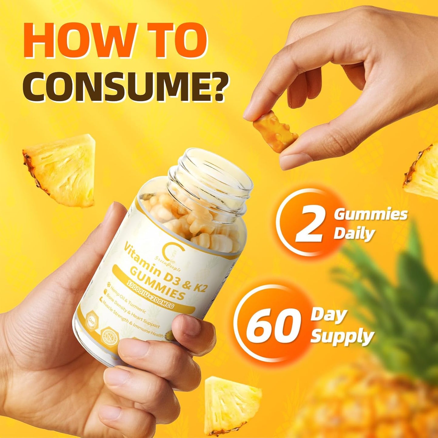 2 packs GPGP GreenPeople Vitamin D3K2 Gummies with Turmeric - GPGP GREENPEOPLE