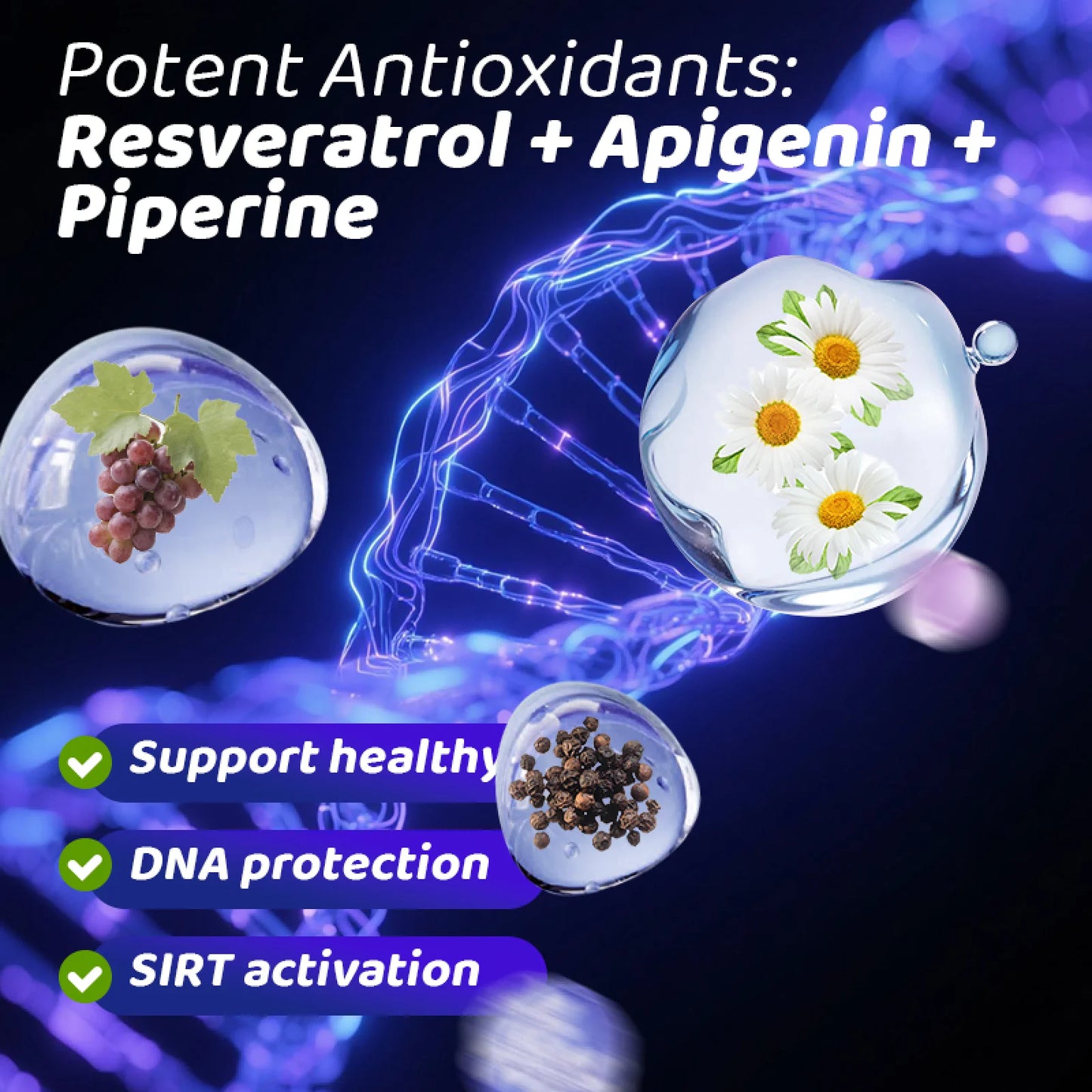 NAD+ Nicotinamide Riboside Supplement, Resveratrol Boosting Supplement,90 Capsule - GPGP GREENPEOPLE