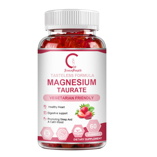 1800mg Magnesium Taurate Gummies for Overall Health, Muscles Function, Sugar-Free & Vegan & Non-GMO, 60 Strawberry Gummies - GPGP GREENPEOPLE