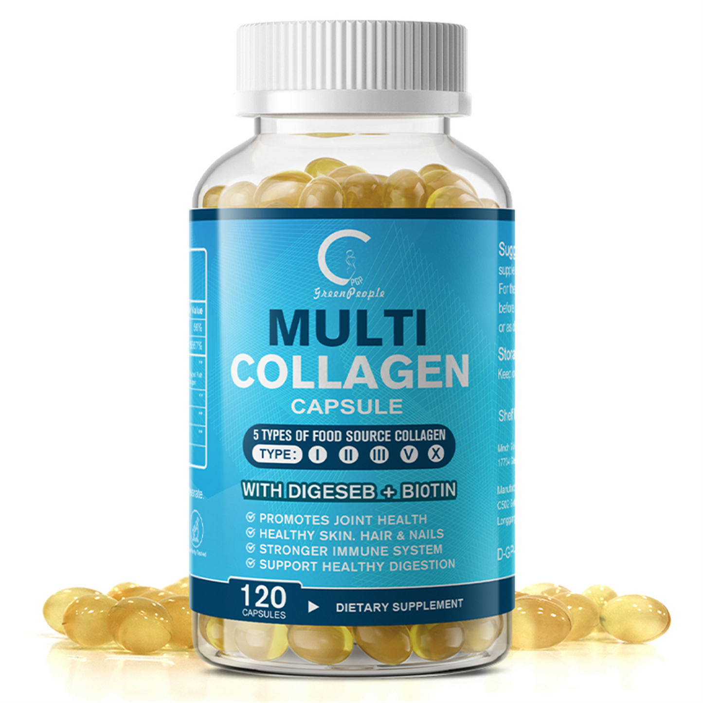 GPGP GREENPEOPLE Collagen Peptides Softgels with Vitamin C & Antioxidant Blend – Supports Skin Health & Radiance, Non-GMO & Gluten-Free, 120 Softgels (60-Day Supply)