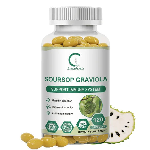 Soursop Graviola Capsules 120Ct Easy to Swallow by GPGP