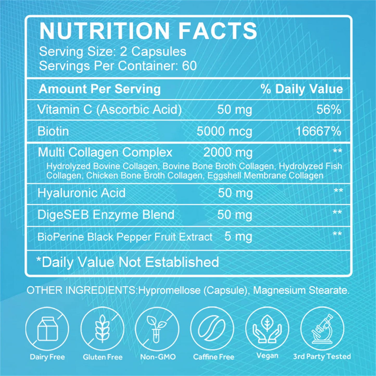 Multi-Collagen Capsules 5000mg for Joints Hair Skin and Nails Healthy, 240 Capsules