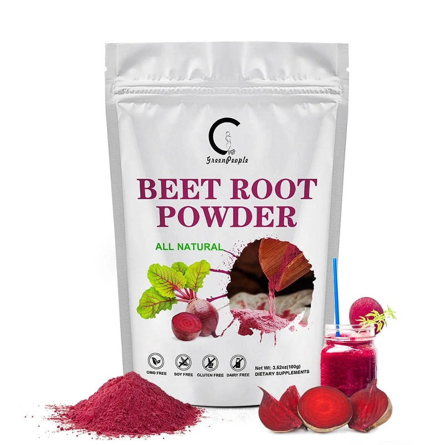 Beet Root Powder - Natural Nitric Oxide Booster, Beet Juice Powder, Superfood for Healthy Heart, Beets Powder Supplement, Beetroot Powder,3.52 oz,2 Pack