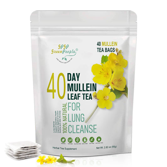 Mullein Leaf Tea for Lungs Cleanse and Immune Support, 100% Natural, Caffeine Free, 40 Tea Bags - GPGP GREENPEOPLE