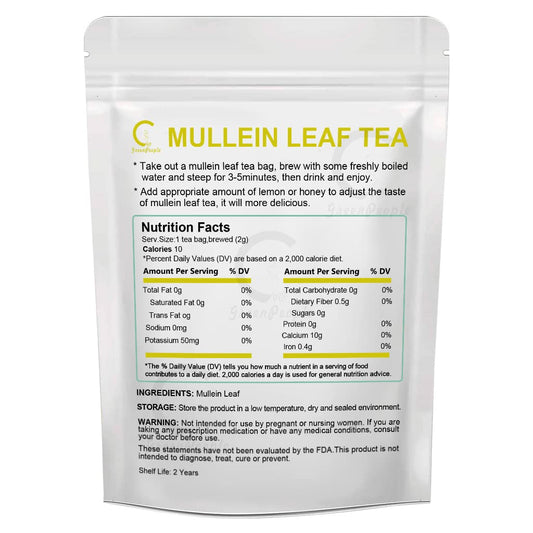 Mullein Leaf Tea for Lungs Cleanse and Immune Support, 100% Natural, Caffeine Free, 40 Tea Bags - GPGP GREENPEOPLE