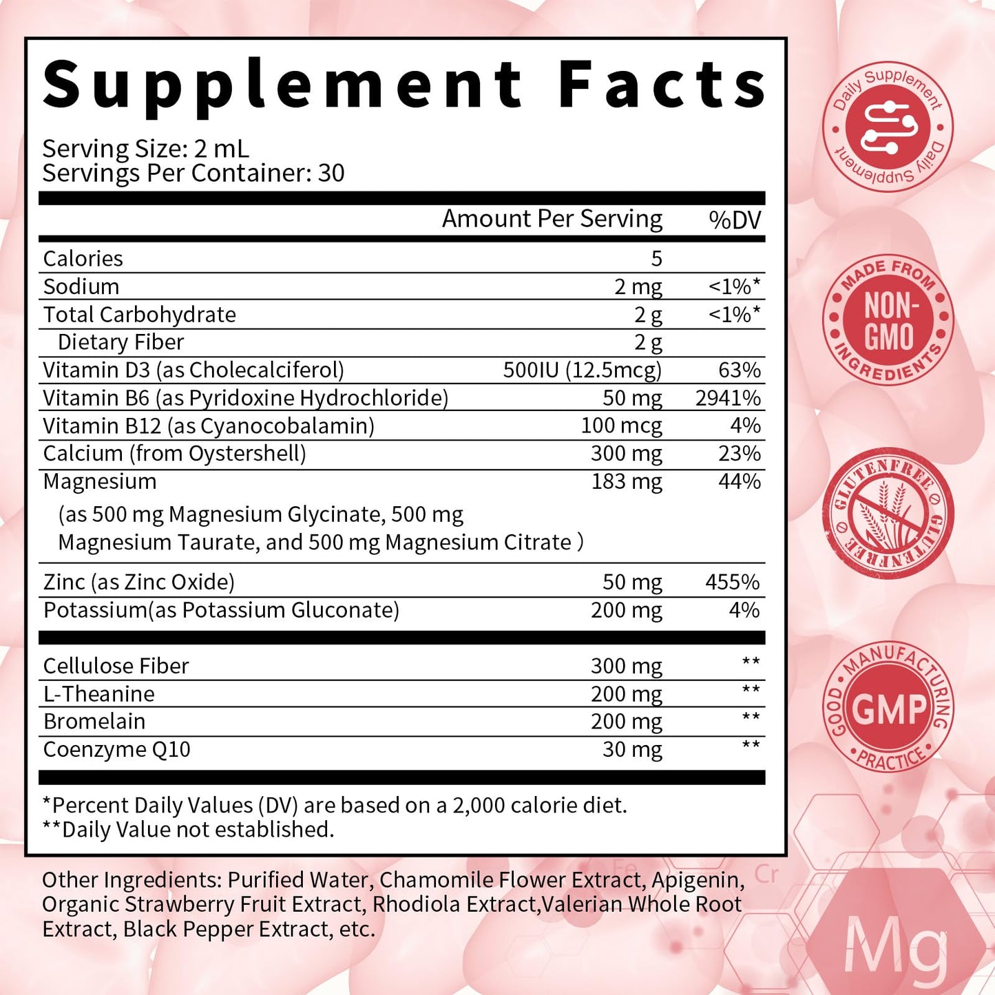 (2 Pack) Magnesium Glycinate Liquid Drops with Citrate & Taurate,Triple Magnesium Complex Supplement with Calcium, Potassium for Energy, Sleep, Muscle, Immune, Sugar Free, Strawberry Flavor, 4 Fl OZ