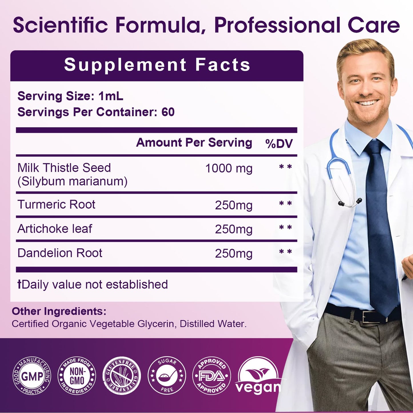 Milk Thistle Extract Drops for Liver Cleanse & Repair - 1000mg Milk Thistle Supplement with Turmeric, Artichoke and Dandelion Root, 4-in-1 High Potency Herbal Tincture, Vegan, Non-GMO, 2.1 FL OZ - GPGP GREENPEOPLE