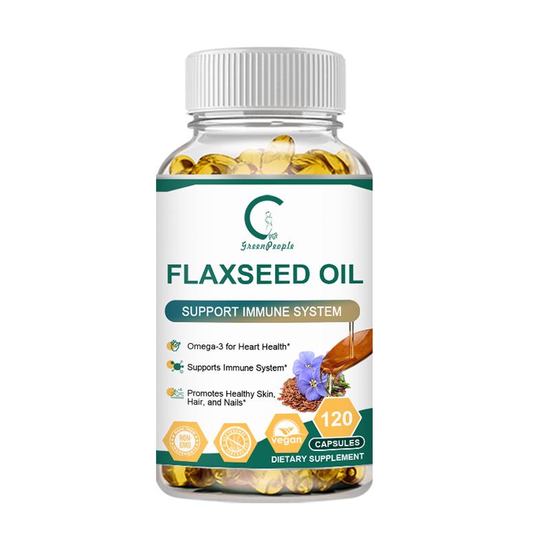 Natural Flaxseed Oil Fatty Acid Omega3 Help Low-Cholesterol,Skin Care, Digestive Aid For Health Dietary Supplement GMP