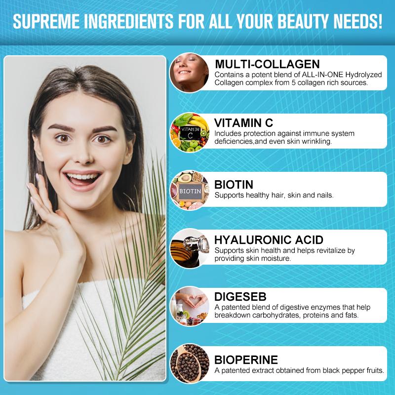GPGP GreenPeople Multi Collagen Gummies (Types I, II, III, V, X) with Biotin for Whitening,Hair Growth, Skin, Nails