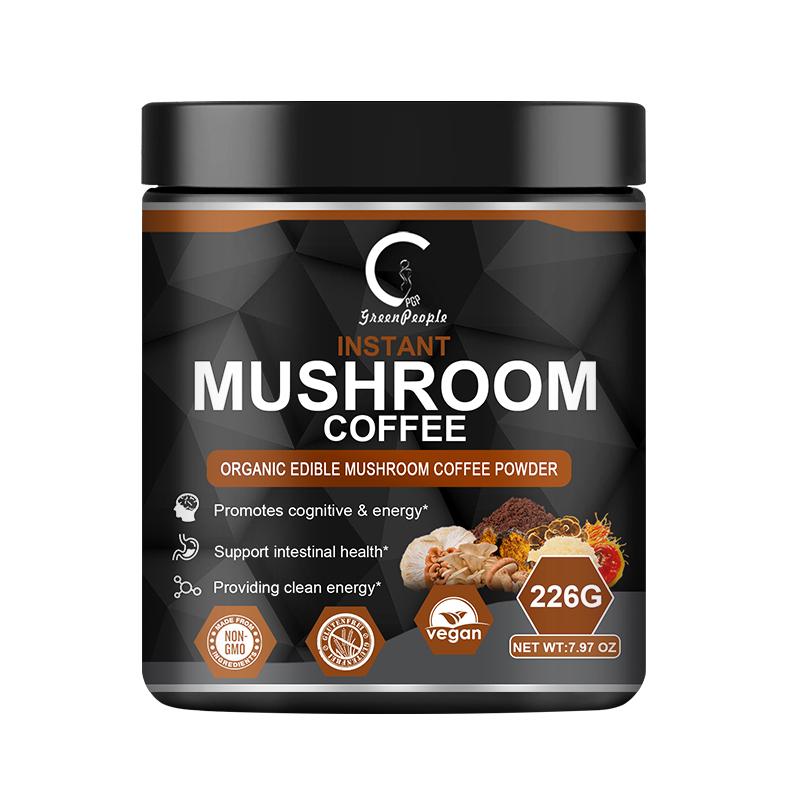 Instant Organic Edible Mushroom Coffee Powder Supplement for Energy, Focus, Immune Support - GPGP GREENPEOPLE