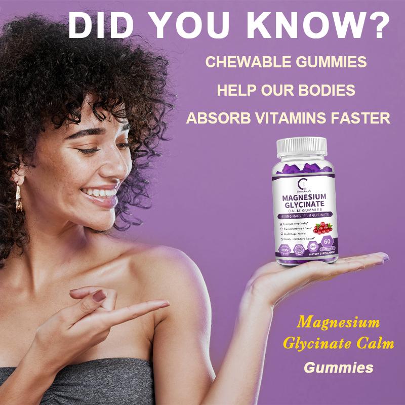 Magnesium Glycinate Gummies with Vitamin Coenzyme Q10 Support Better Sleep Muscle Bone Brain Health Supplement