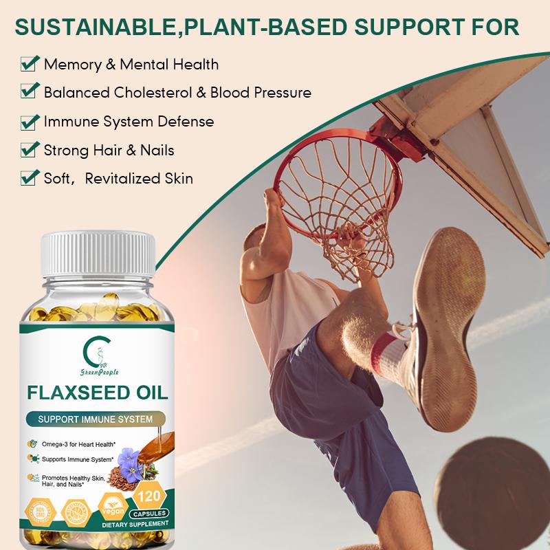 Natural Flaxseed Oil Fatty Acid Omega3 Help Low-Cholesterol,Skin Care, Digestive Aid For Health Dietary Supplement GMP