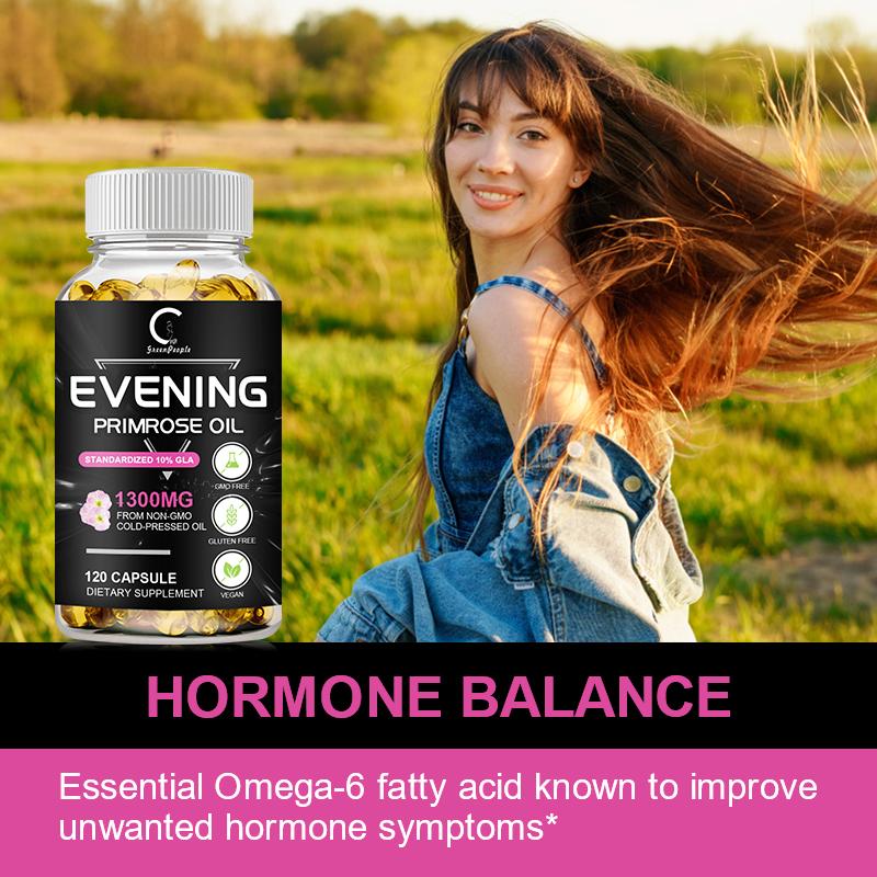 GPGP GreenPeople Evening Primrose Oil (1300mg) with Naturally Occurring GLA (Gamma-Linolenic Acid) Whitening, Anti-wrinkle, Anti-Aging, Skin Nutritional Supplements