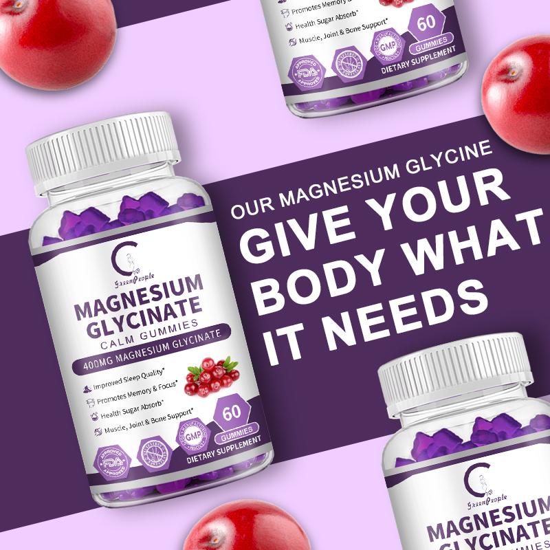 Magnesium Glycinate Gummies with Vitamin Coenzyme Q10 Support Better Sleep Muscle Bone Brain Health Supplement