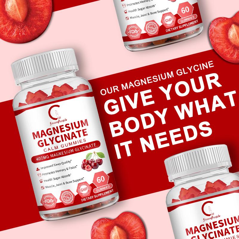 Magnesium Glycinate Gummies Vitamin D3 Coq10 60Pcs Combat Muscle Crampst Sleep Quality Muscle Bone Support Blood Sugar Levels
