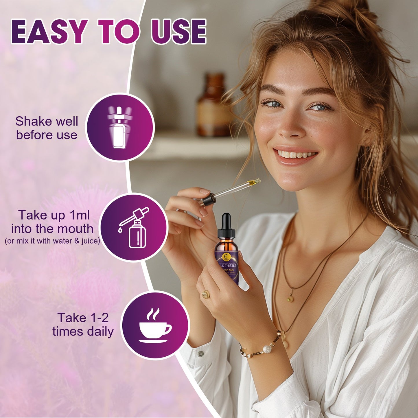 Milk Thistle Extract Drops for Liver Cleanse & Repair - 1000mg Milk Thistle Supplement with Turmeric, Artichoke and Dandelion Root, 4-in-1 High Potency Herbal Tincture, Vegan, Non-GMO, 2.1 FL OZ - GPGP GREENPEOPLE