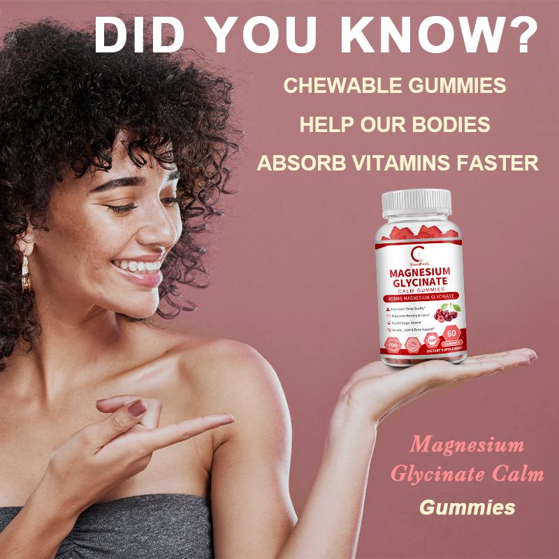 Magnesium Glycinate Gummies Vitamin D3 Coq10 60Pcs Combat Muscle Crampst Sleep Quality Muscle Bone Support Blood Sugar Levels