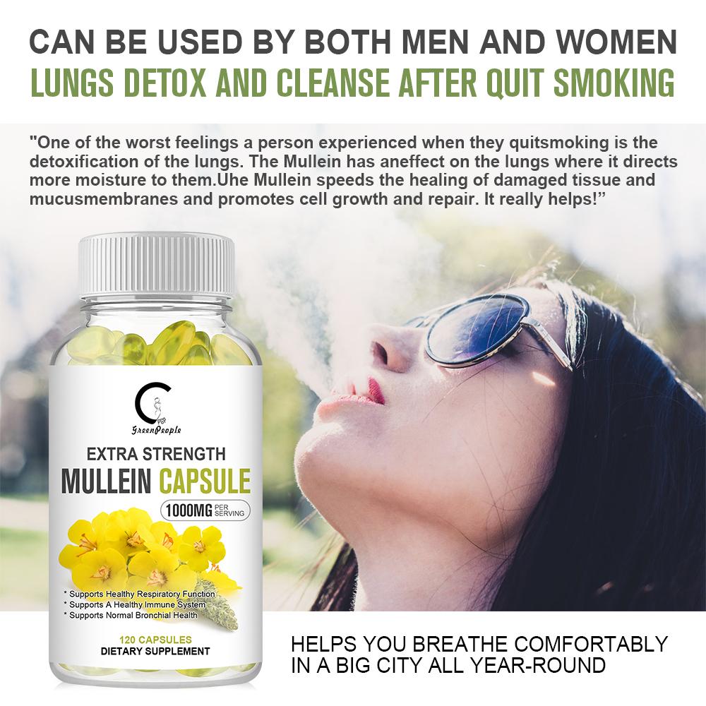GPGP Greenpeople Mullein Leaf Capsules Support Respiratory System Health Lung Cleansing And Detoxification - GPGP GREENPEOPLE