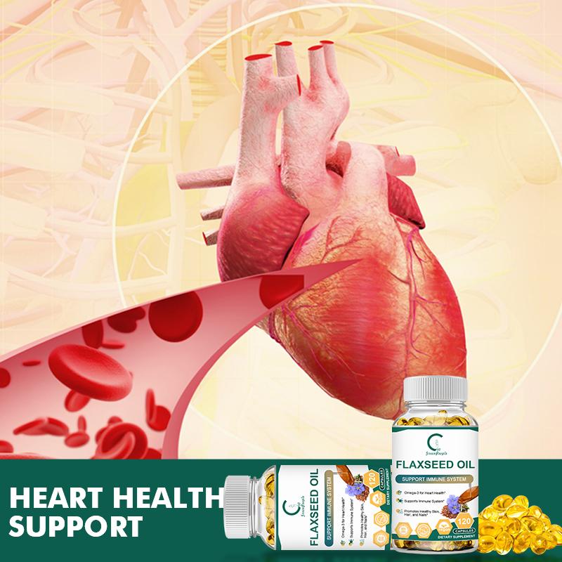 Natural Flaxseed Oil Fatty Acid Omega3 Help Low-Cholesterol,Skin Care, Digestive Aid For Health Dietary Supplement GMP