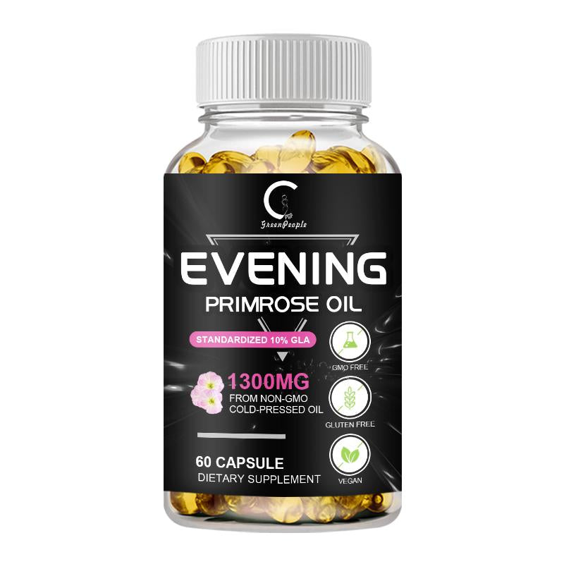GPGP GreenPeople Evening Primrose Oil (1300mg) with Naturally Occurring GLA (Gamma-Linolenic Acid) Whitening, Anti-wrinkle, Anti-Aging, Skin Nutritional Supplements