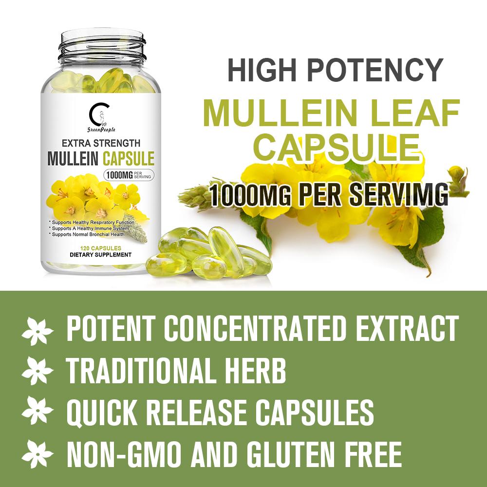 GPGP Greenpeople Mullein Leaf Capsules Support Respiratory System Health Lung Cleansing And Detoxification