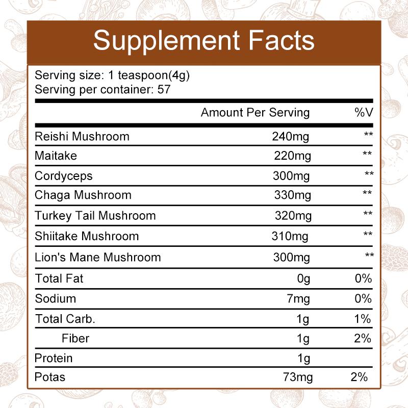 Instant Organic Edible Mushroom Coffee Powder Supplement for Energy, Focus, Immune Support - GPGP GREENPEOPLE