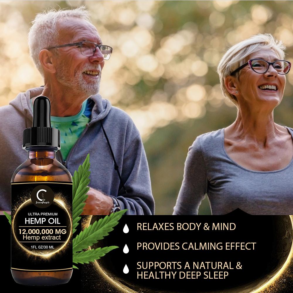 (2Pack) GPGP GreenPeople Natural Hemp Oil Extract 12,000,000MG, Immune System Support, Focus Calm, Stress, Mood, Pure Extract, Rich in Omega 3&6&9 Fatty Acids, 2 fl.oz.