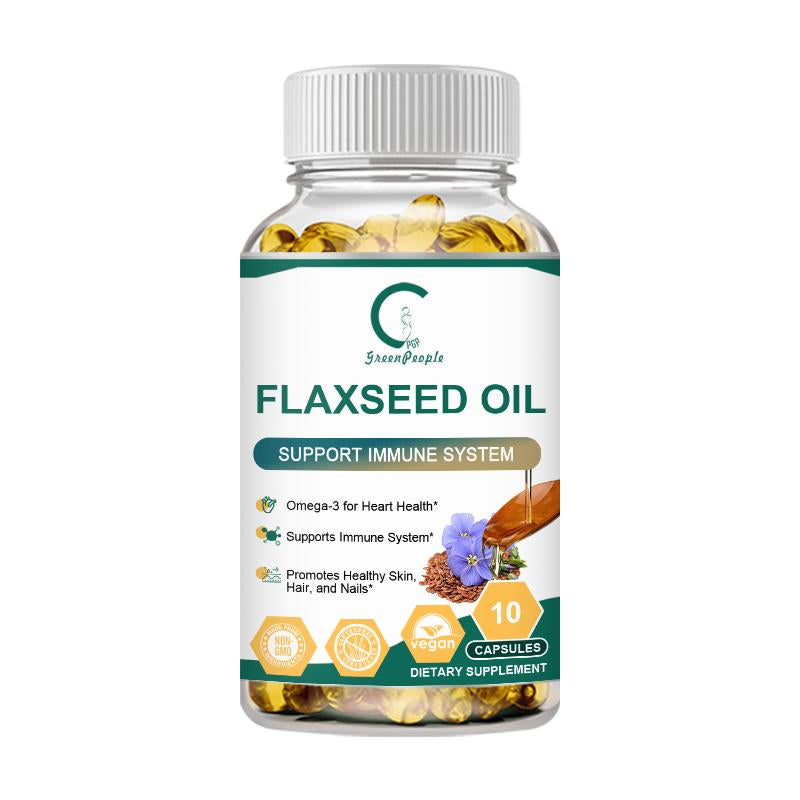Natural Flaxseed Oil Fatty Acid Omega3 Help Low-Cholesterol,Skin Care, Digestive Aid For Health Dietary Supplement GMP