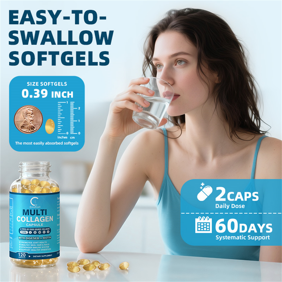 GPGP GREENPEOPLE Collagen Peptides Softgels with Vitamin C & Antioxidant Blend – Supports Skin Health & Radiance, Non-GMO & Gluten-Free, 120 Softgels (60-Day Supply) - GPGP GREENPEOPLE