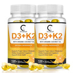 (2 PACK) Vitamin D3+K2 Capsules, Vitamin D3 5000 IU and Vitamin K MK7 200mcg | 240 Capsules - GPGP GREENPEOPLE