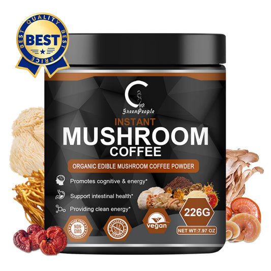 Instant Organic Edible Mushroom Coffee Powder Supplement for Energy, Focus, Immune Support（226g） - GPGP GREENPEOPLE