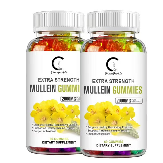 (2Pack)GPGP Mullein Leaf Gummies 2000mg, Respiratory System Health Support,Lung Cleansing & Detox, 60 Count - GPGP GREENPEOPLE