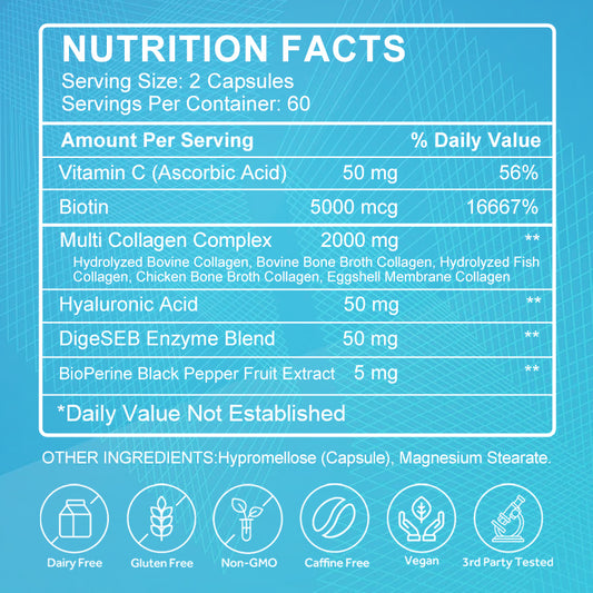 GPGP GreenPeople  Vitamin C, Hyaluronic Acid, Biotin, Gluten Free Collagen Capsules-120CT - GPGP GREENPEOPLE