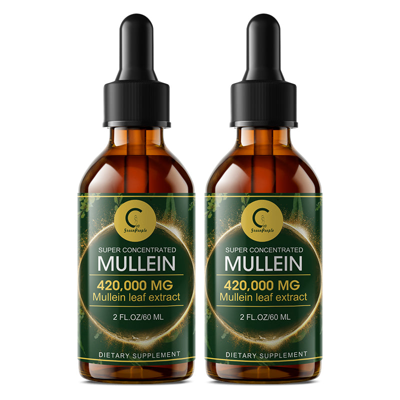 Mullein Drops for Lung Detox - Powerful Mullein Leaf Extract for Immune Support,Detox & Respiratory Support - Herbal Supplements - 60ml 2 Oz (2 Pack) - GPGP GREENPEOPLE