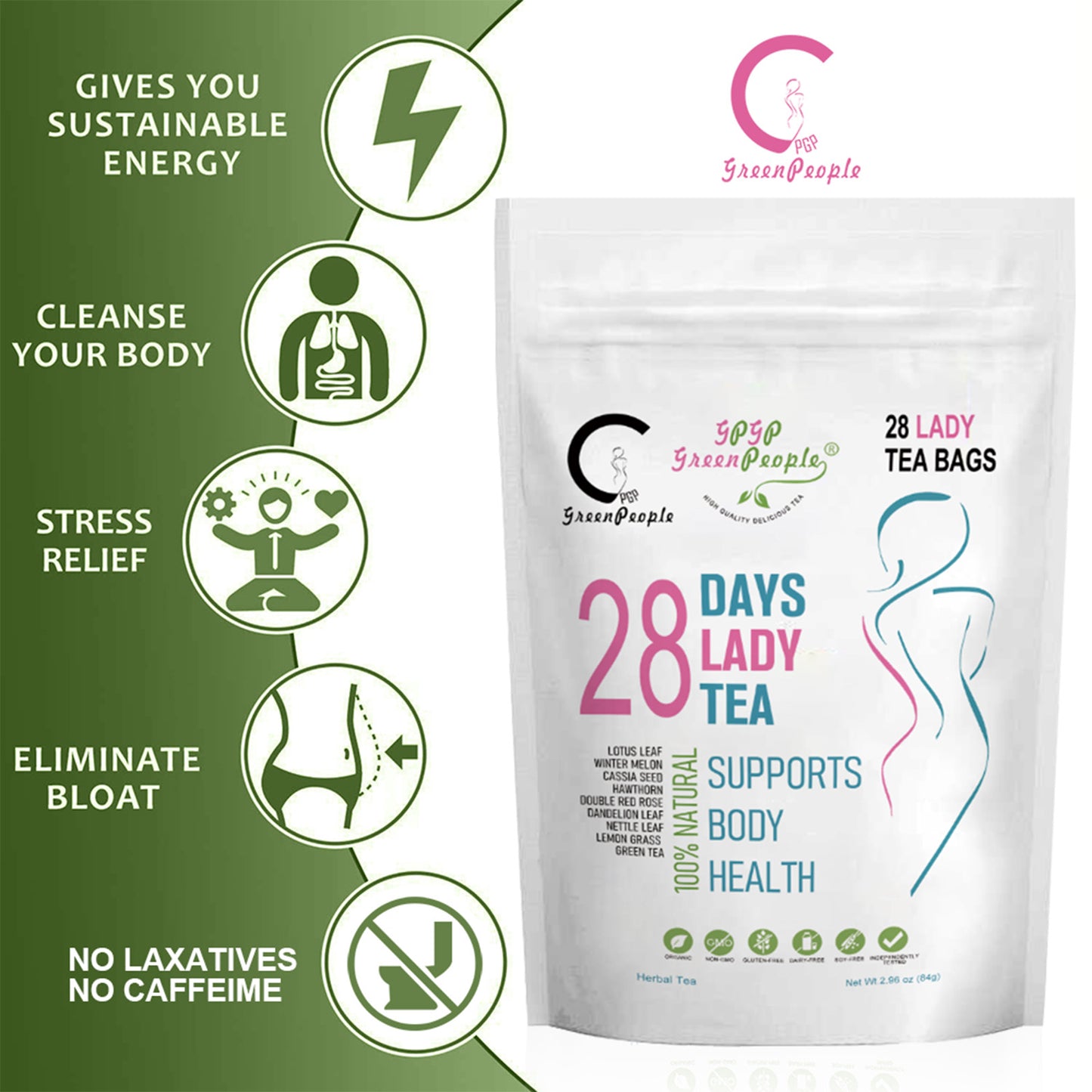 Skinny Boost 28 Day Detox Tea - Herbal Detox with Green Tea for Weight, Metabolism, Energy, Bloating